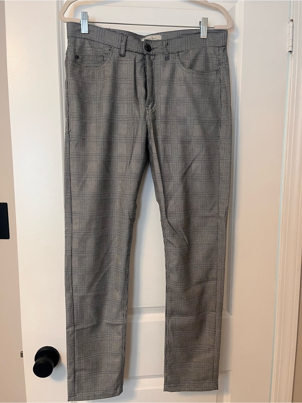 Zara Men's Slim Straight Gray Plaid Trousers
